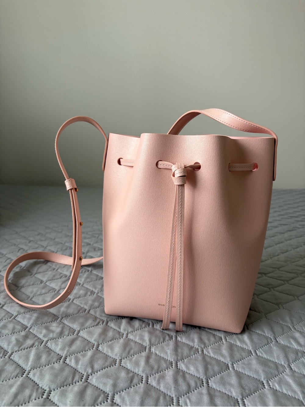 Mansur Gavriel Dahlia light pink Saffiano Leather Mini Bucket Bag